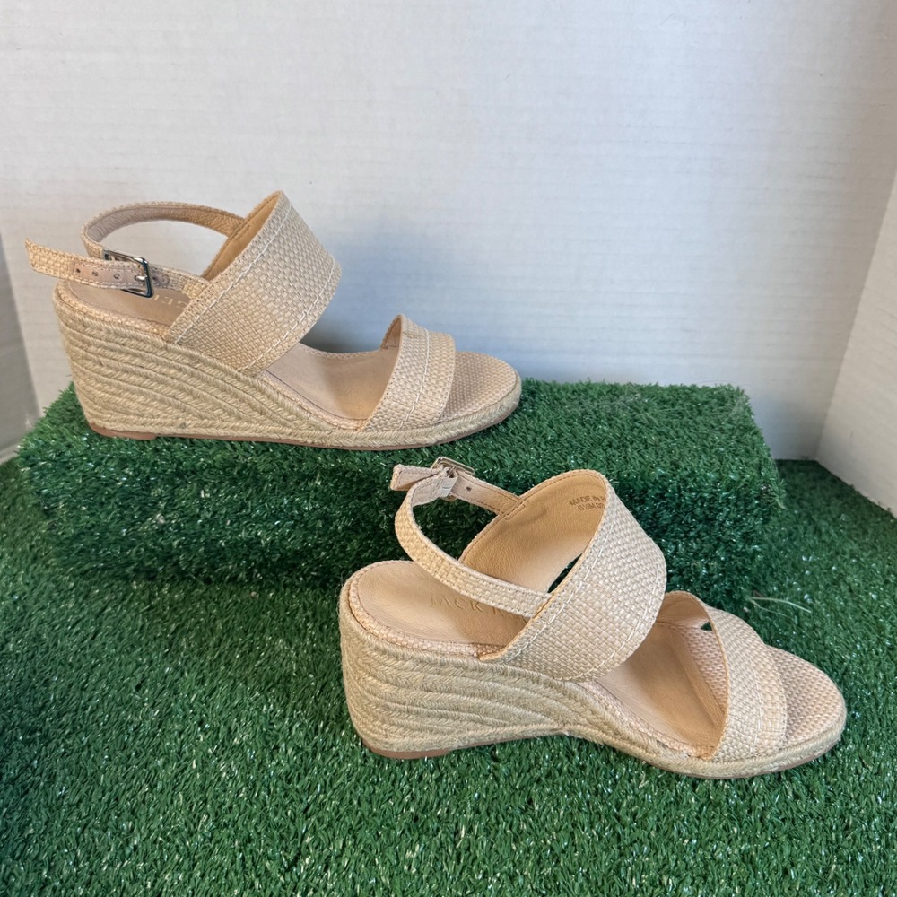 Jack Rogers Womens Sunset Wedge Sandals Natural Woven Raffia Beige Size 6.5M